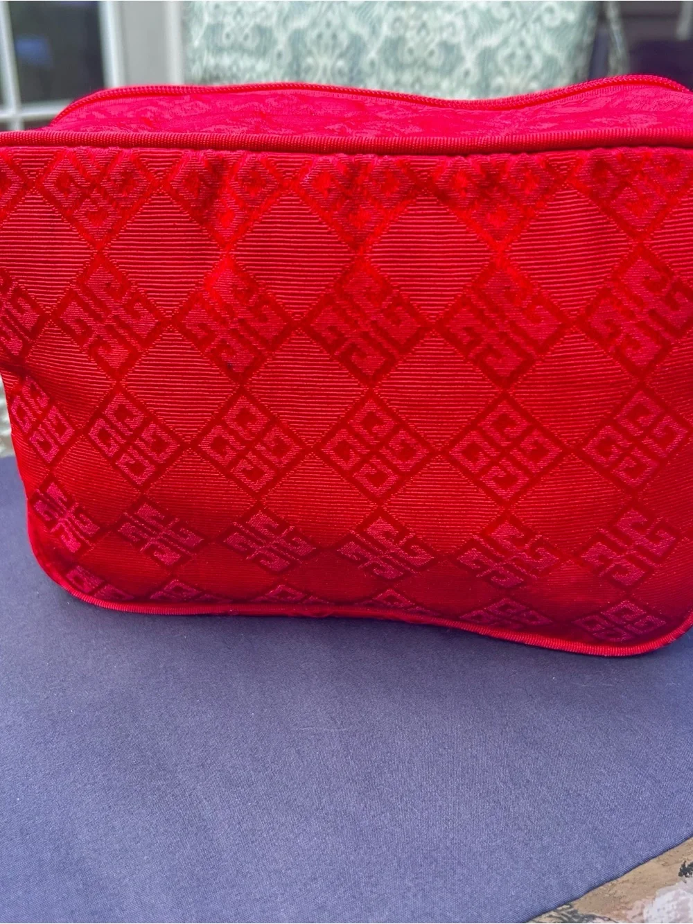 Vintage Givenchy EUC Makeup Bag Amarige Ruby Red Zippered